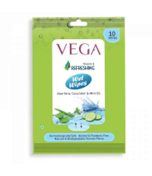 Vega  Wet Wipes Aloe Vera, Cucumber And Mint Oil(VWW-04)
